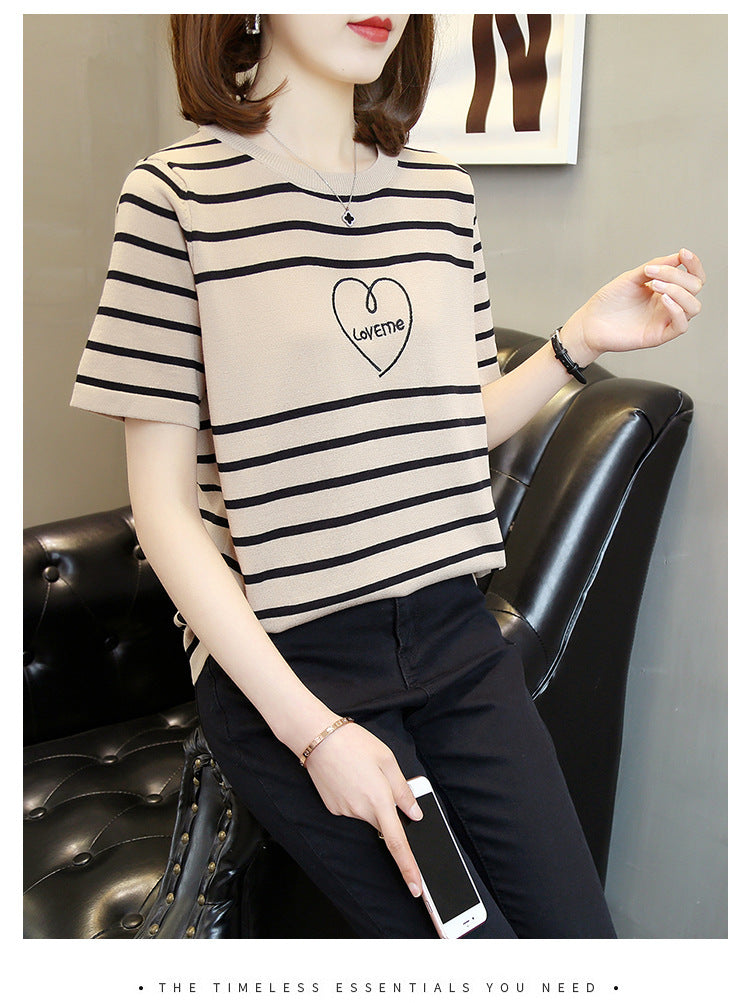【tops】ラウンドネックニットTシャツG22399