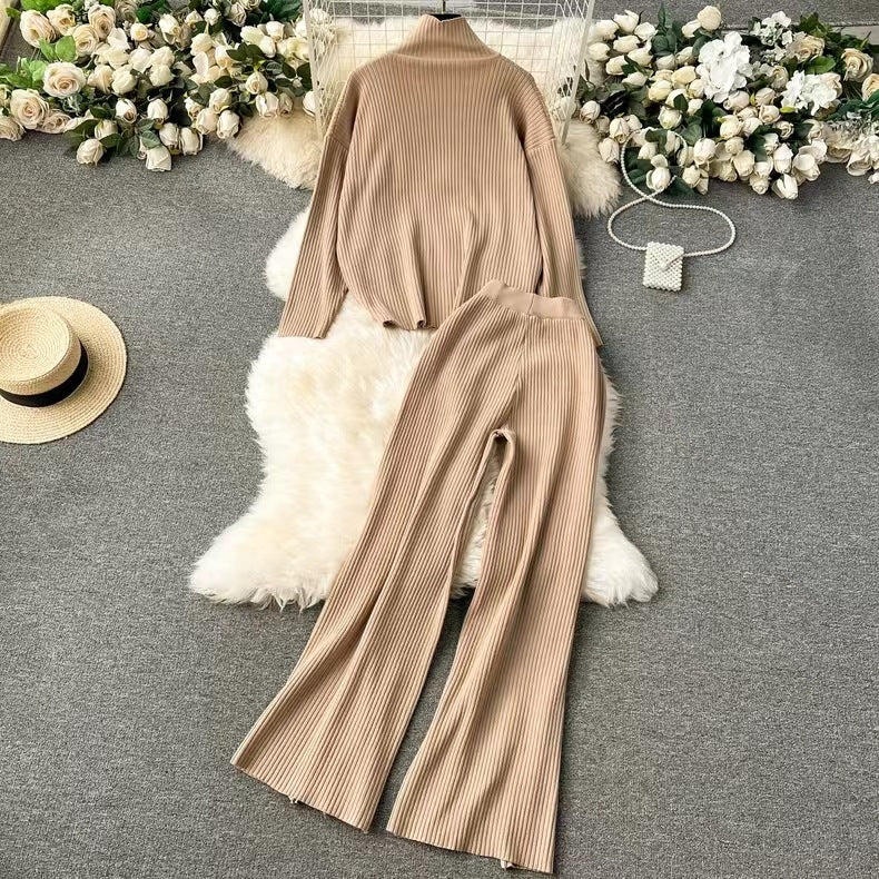 【set】3色セーター+ガウチョパンツニット2点セットF8148