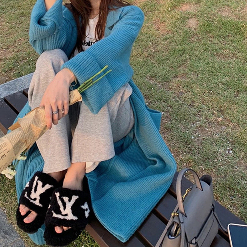 【outer】大きいラペルニットカーディガンF8323