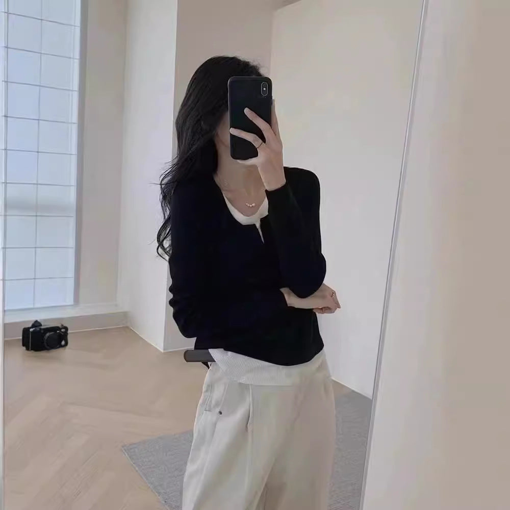 【tops】ラウンドネックニットセーターF8326