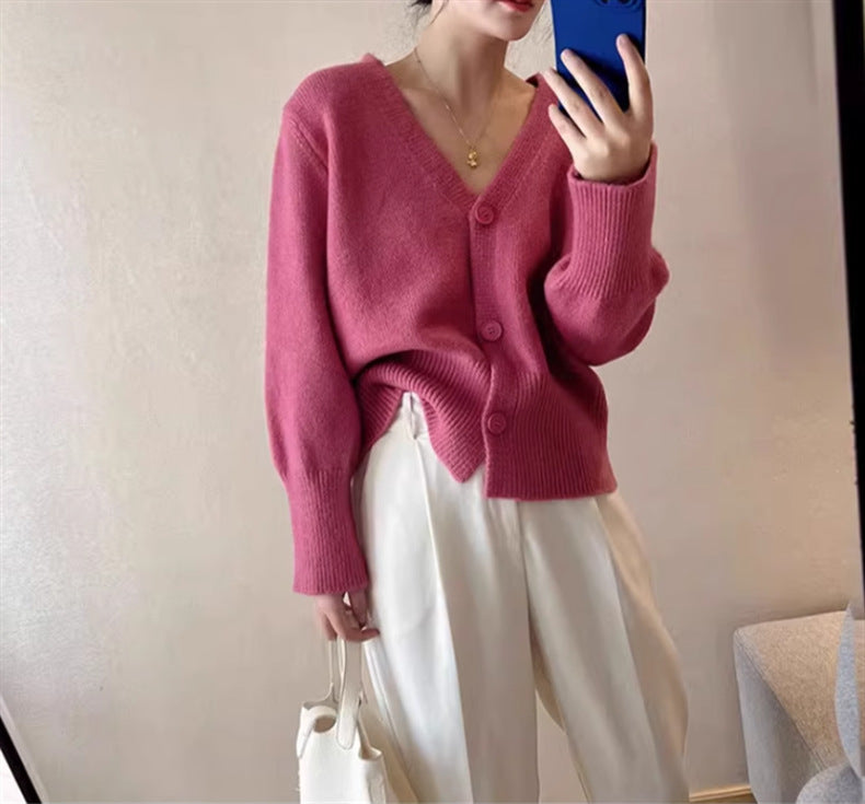 【outer】6色VネックニットカーディガンF8038