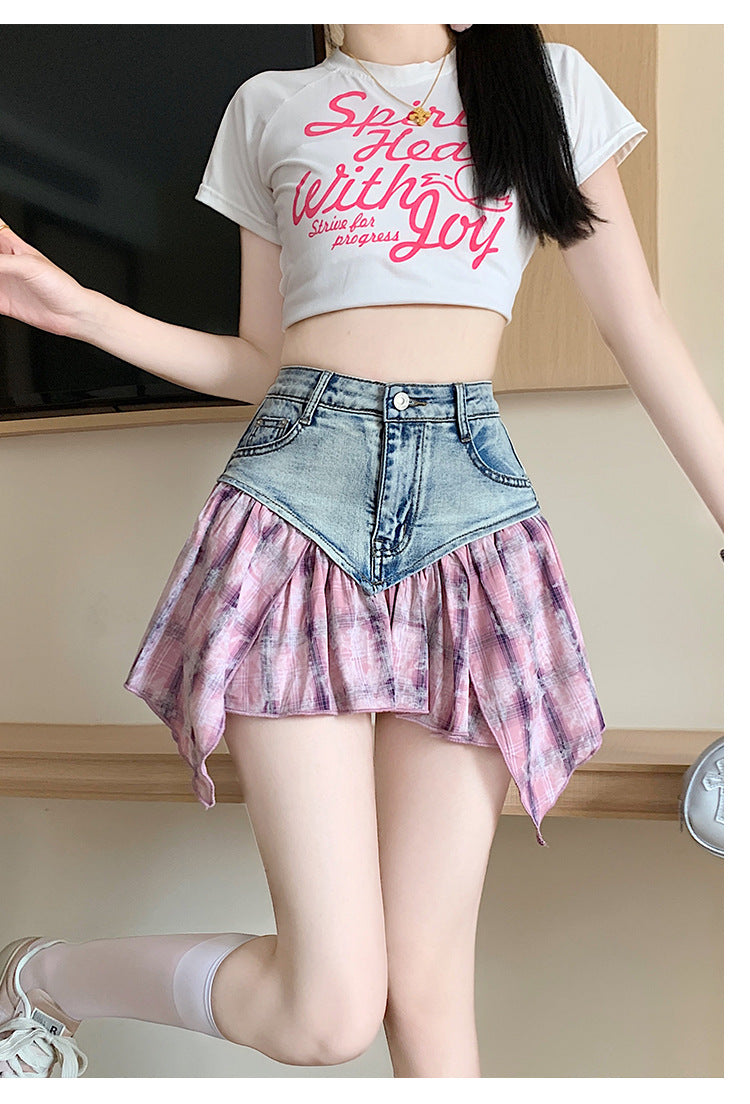 【bottoms】イレギュラー切り替えデニムスカートG22401