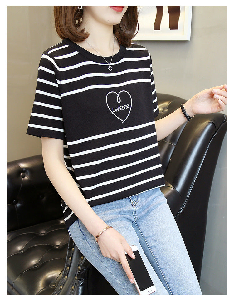 【tops】ラウンドネックニットTシャツG22399