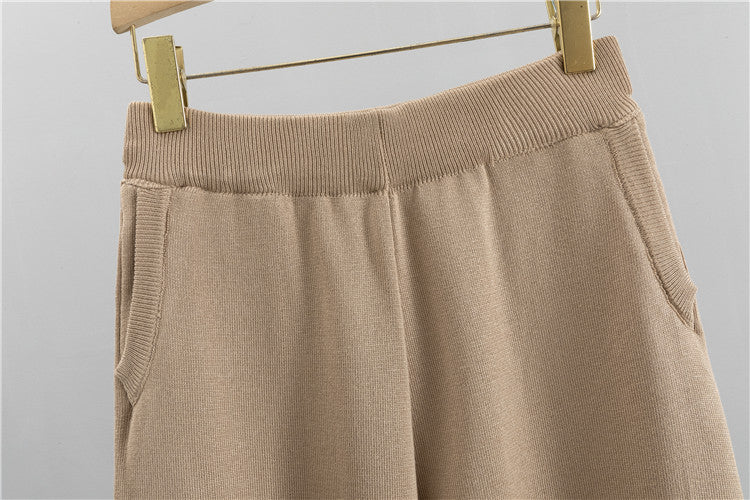 【set】長袖カーディガン+タンクトップ+ガウチョパンツニット3点セットF7956