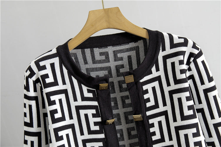 【set】長袖カーディガン+ワンピースニット2点セットF7957