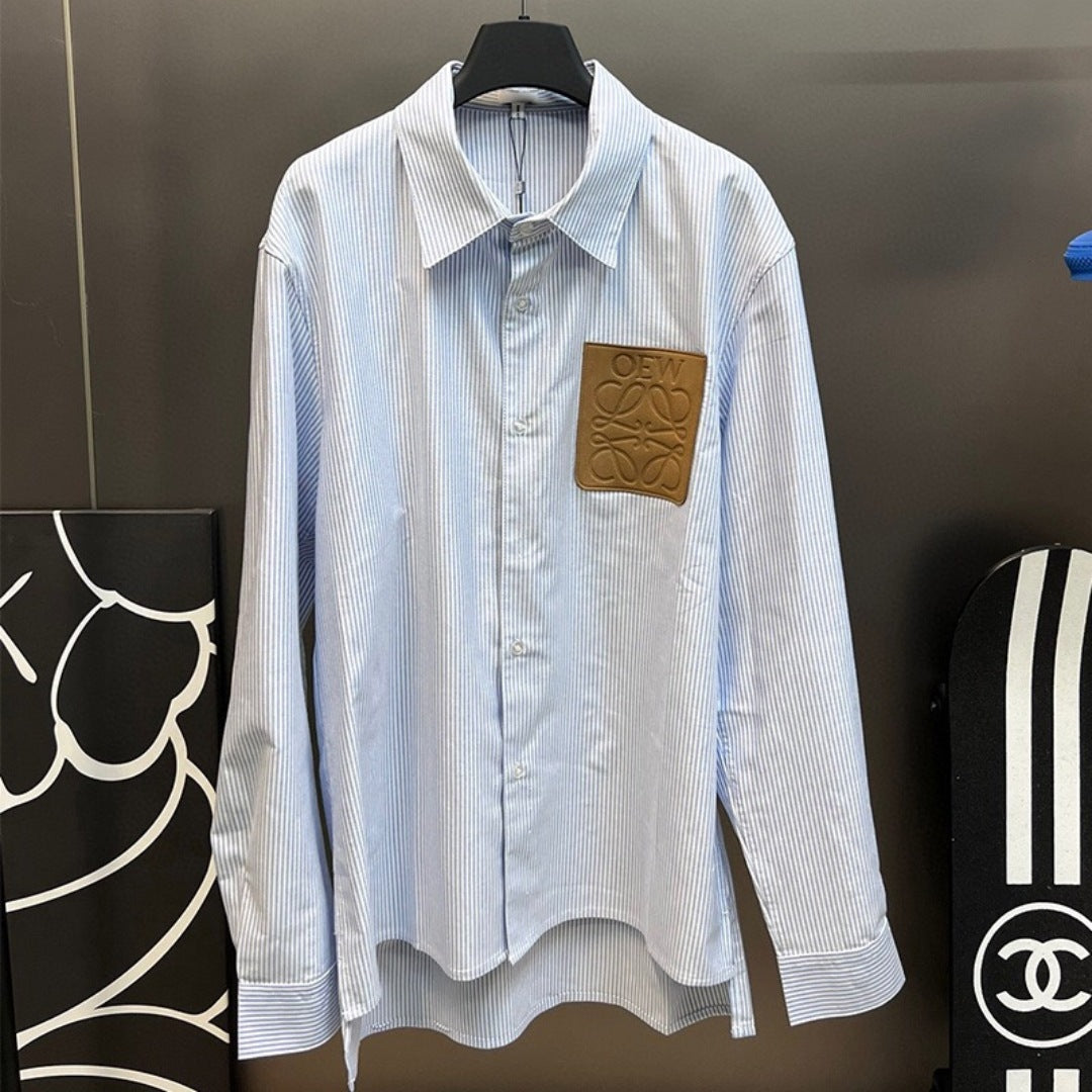 【tops】ポロカラー長袖ブラウスF7930