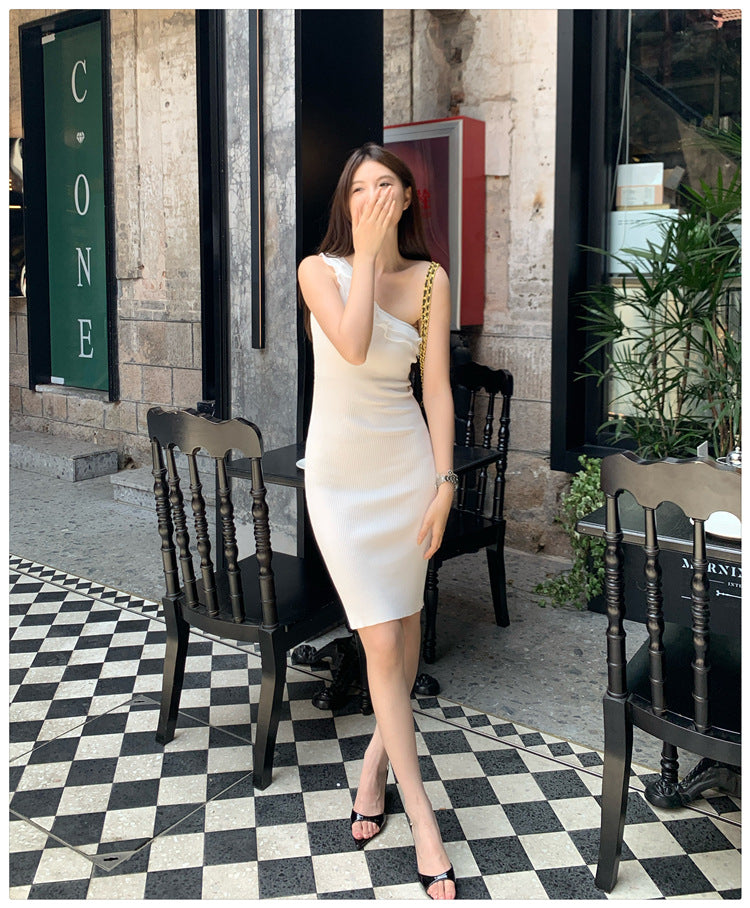 【dress】フリルニットワンピースG22385