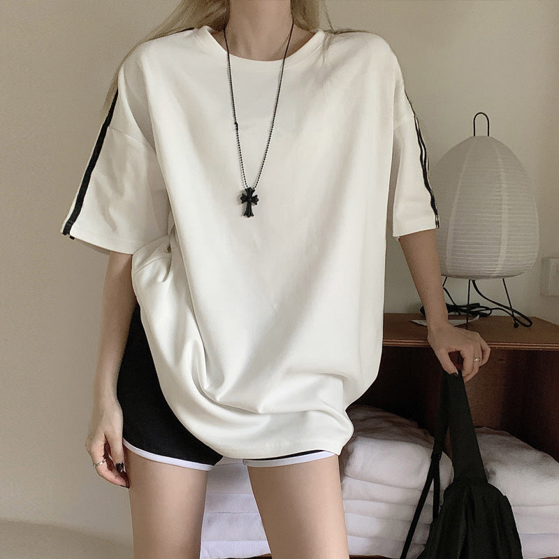 【tops】2色半袖ゆったりTシャツF7883