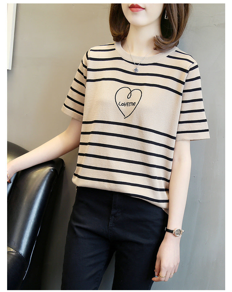 【tops】ラウンドネックニットTシャツG22399