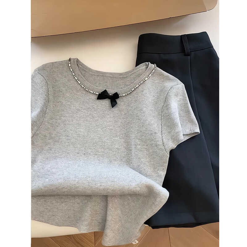 【tops】フレンチスリーブニットTシャツG22039