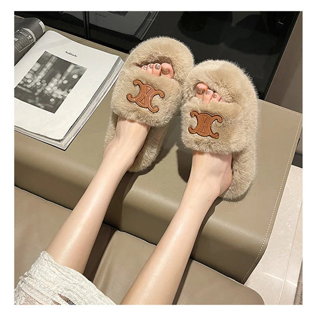 【shoes】3色ファースリッパF8046