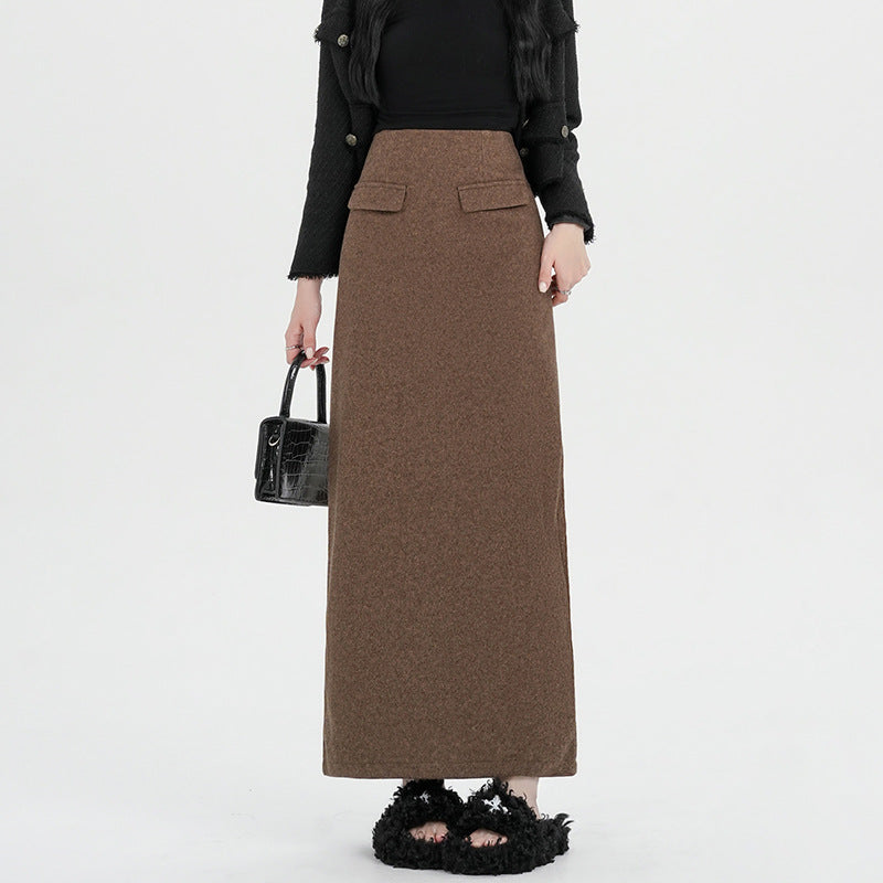 【bottoms】スリットラシャ生地スカートG24427