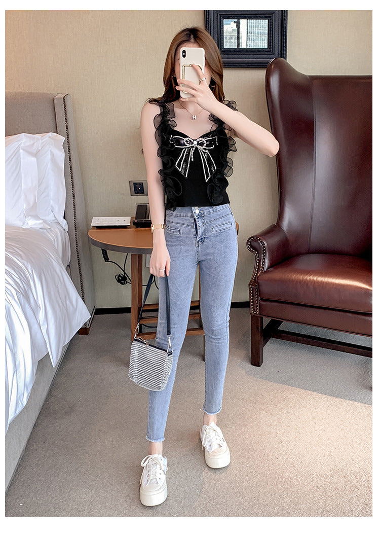 【tops】レースビーズニットキャミソールG22137