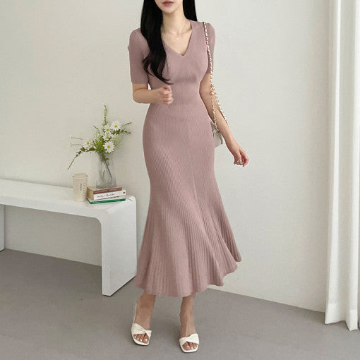 【dress】VネックニットワンピースG21815