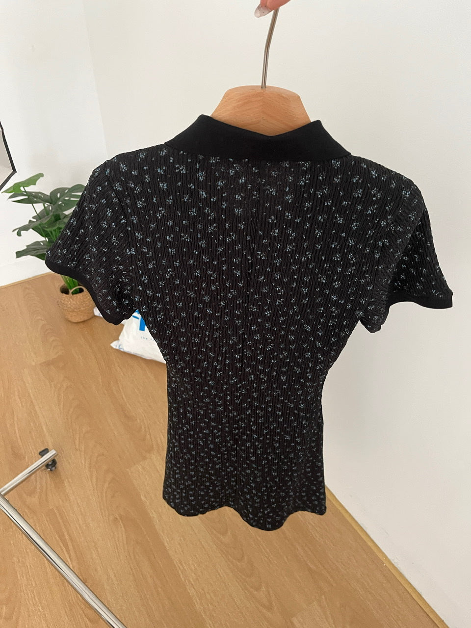 【dress】折り襟花柄ニットワンピースG21723