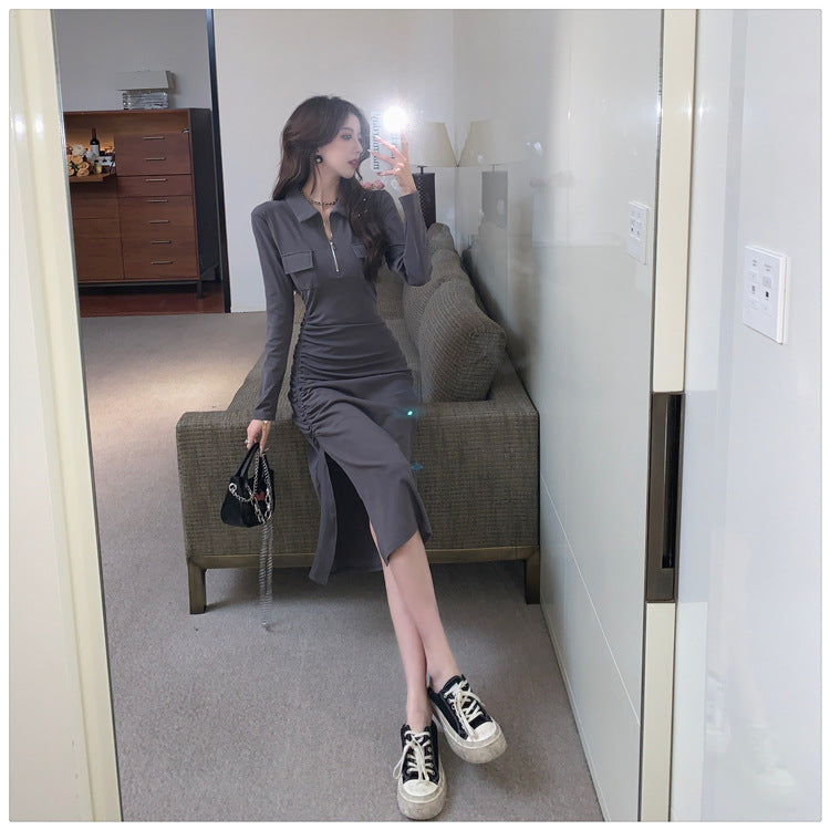 【dress】POLOネックスリットデートワンピースG22722