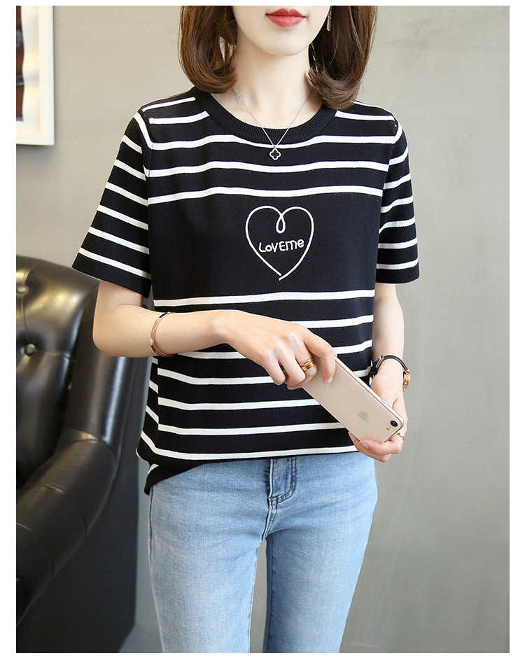 【tops】ラウンドネックニットTシャツG22399