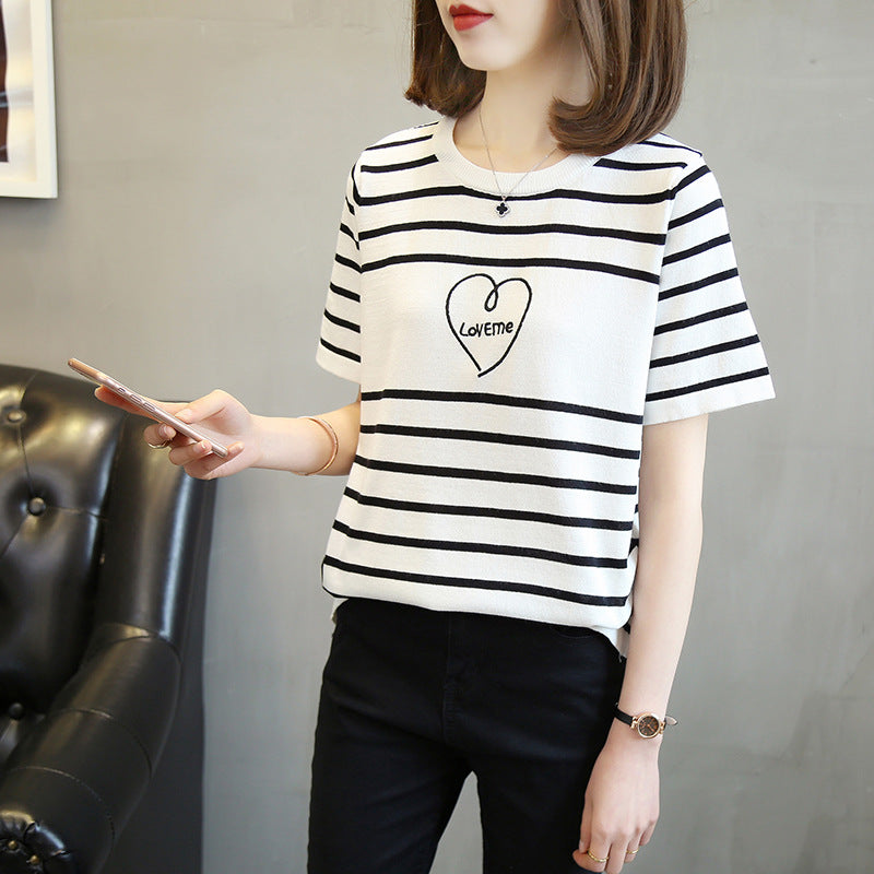 【tops】ラウンドネックニットTシャツG22399