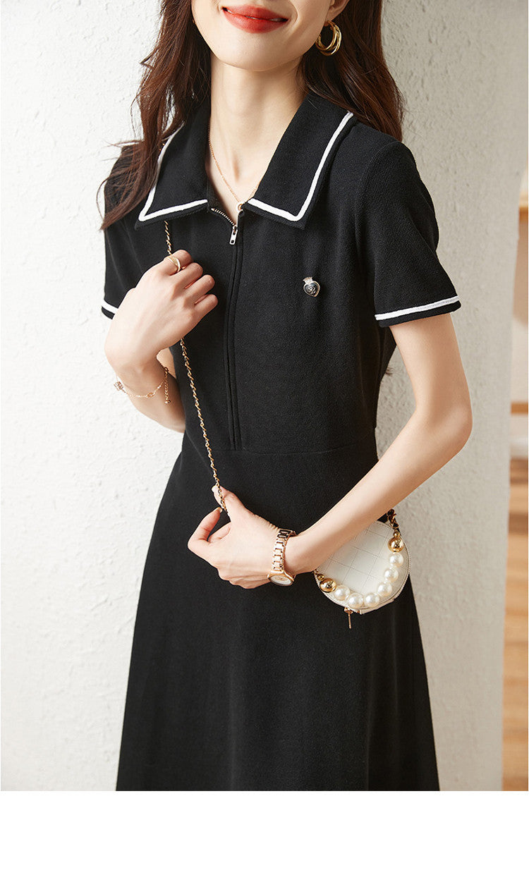 【dress】ファッション折り襟デートワンピースG21935