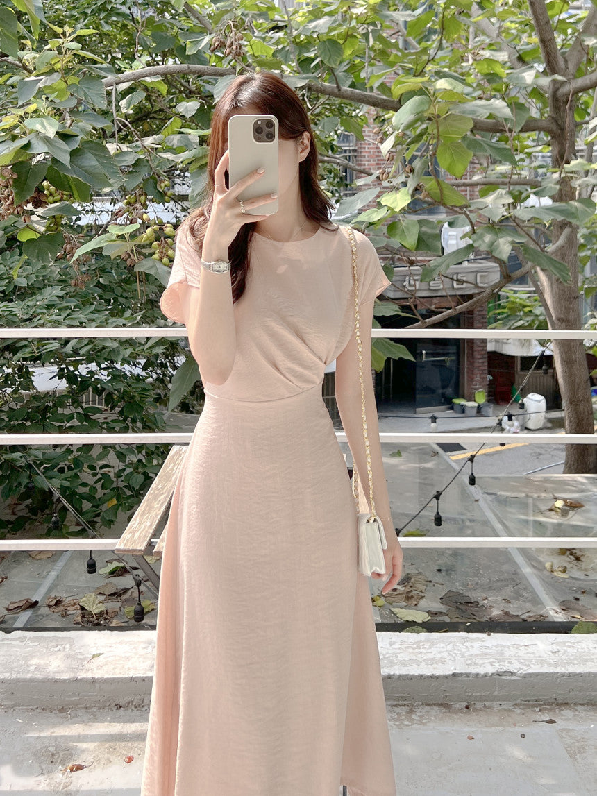 【dress】ラウンドネックギャザーデートワンピースG21971