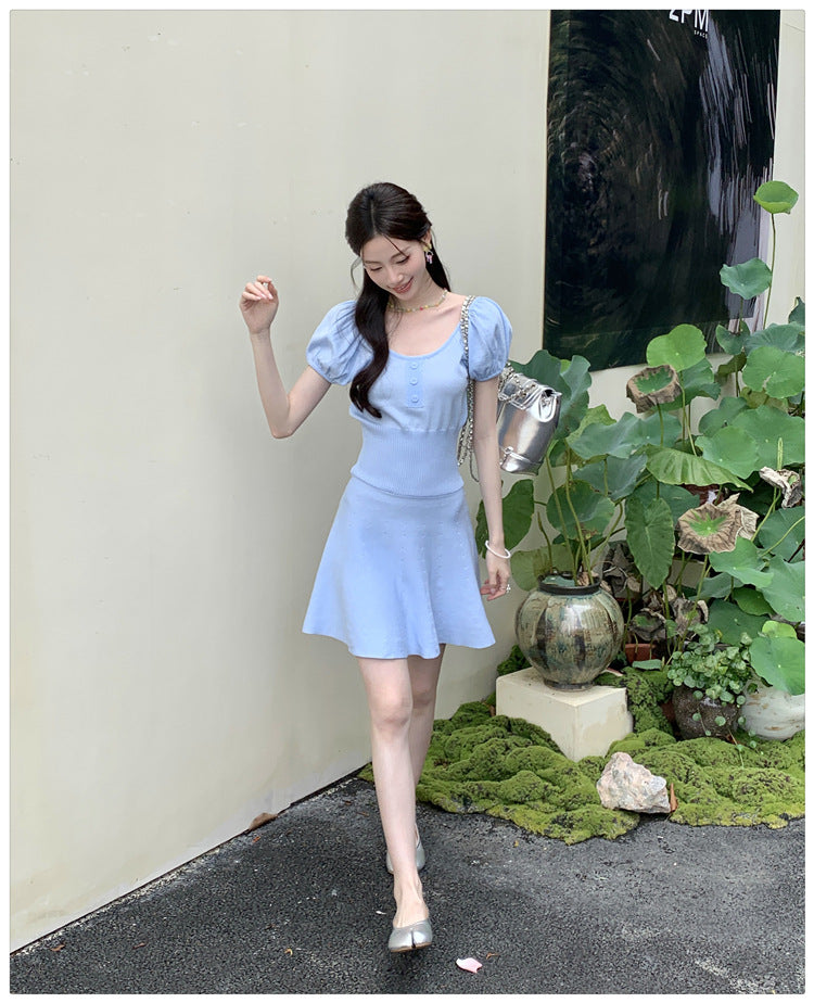 【dress】パフスリーブニットワンピースG22121