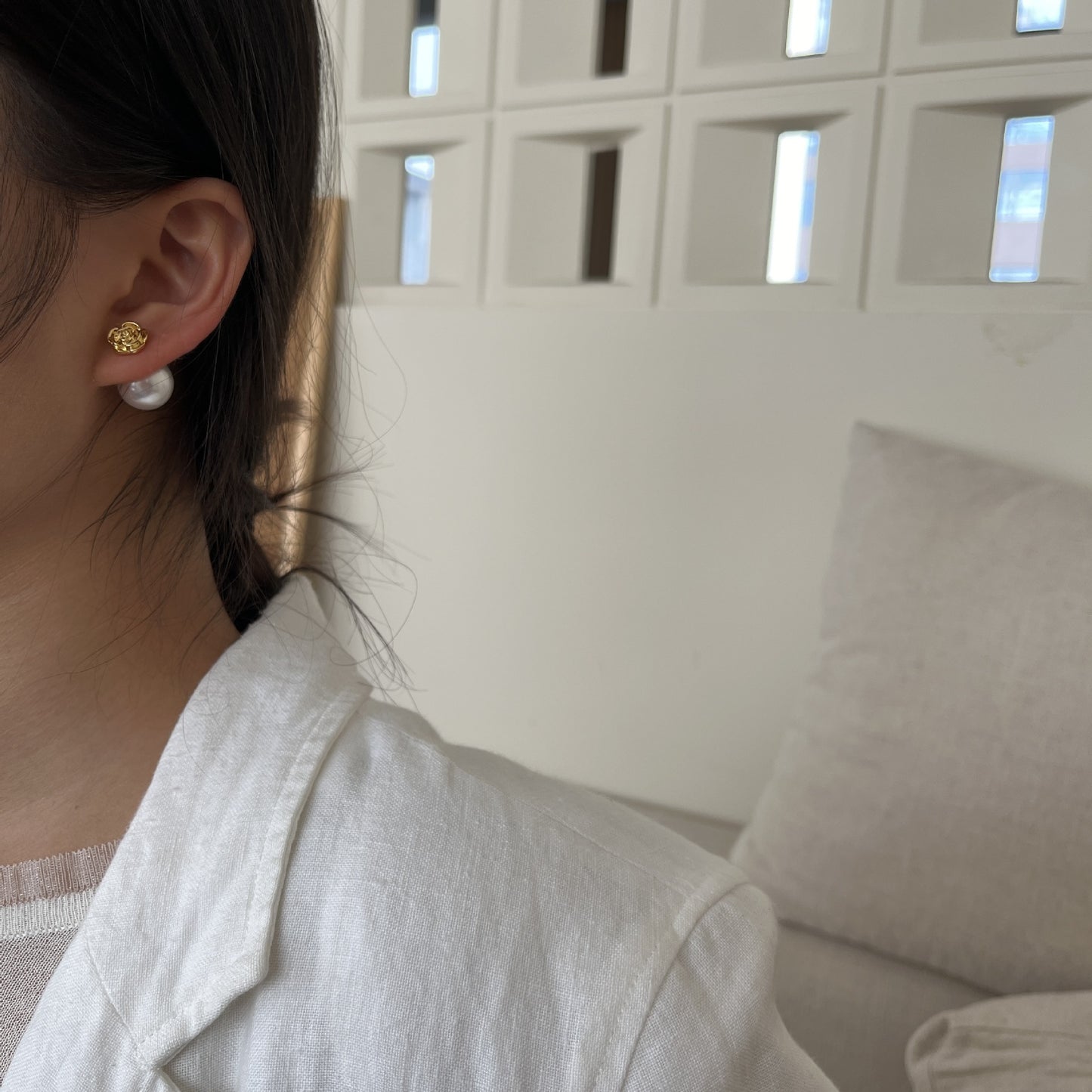 【小物】ビーズ花柄ピアスアクセサリーF8061