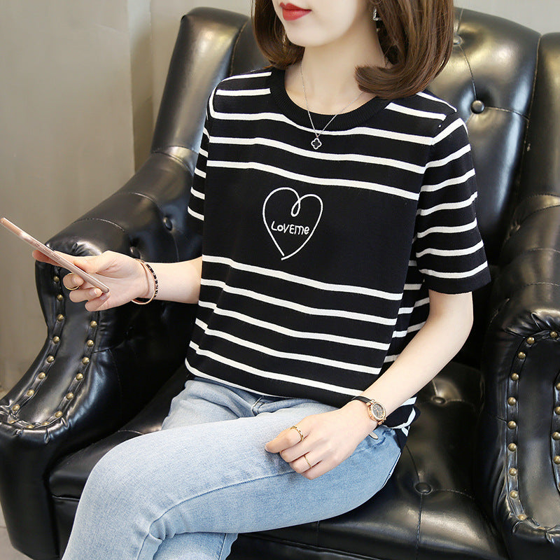 【tops】ラウンドネックニットTシャツG22399