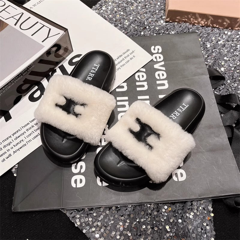 【shoes】3色ファースリッパF8208