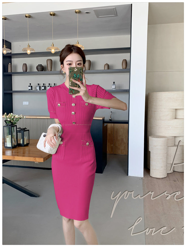 【dress】ラウンドネックニットワンピースG22102