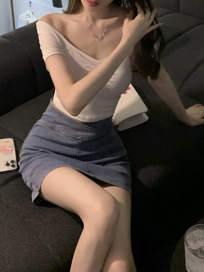 【bottoms】AラインデニムスカートG22400