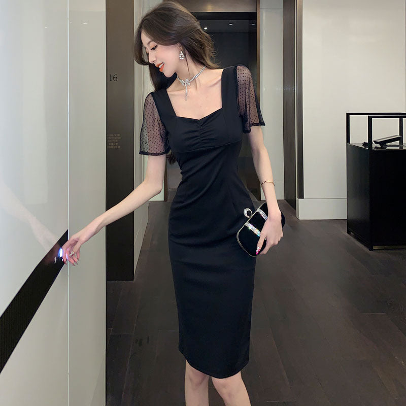 【dress】スクエアネックスリットデートワンピースG22496