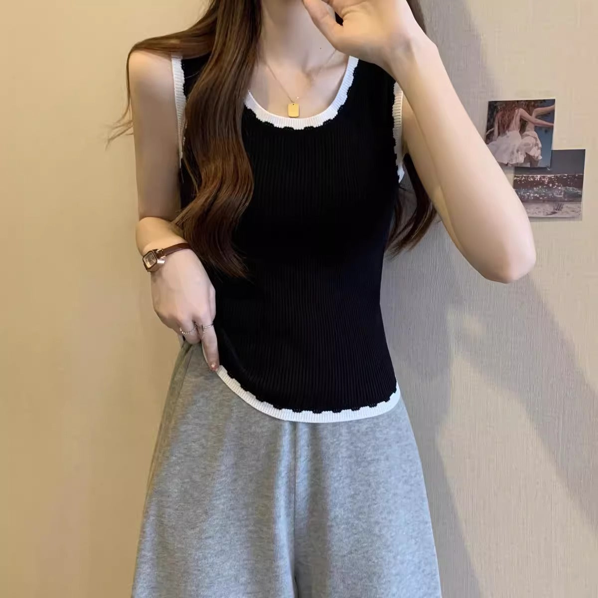【tops】ニットタンクトップF7590