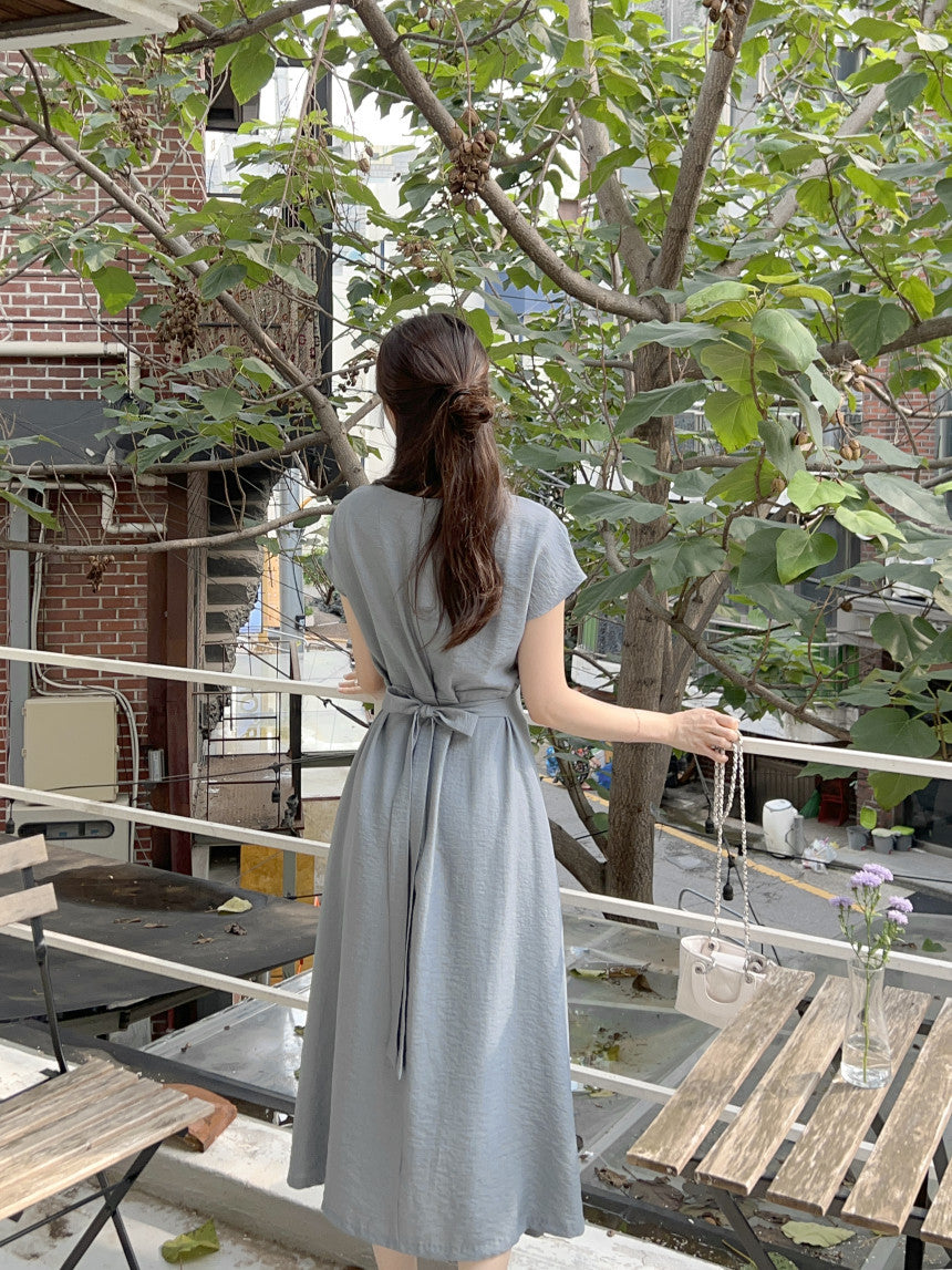 【dress】ラウンドネックギャザーデートワンピースG21971