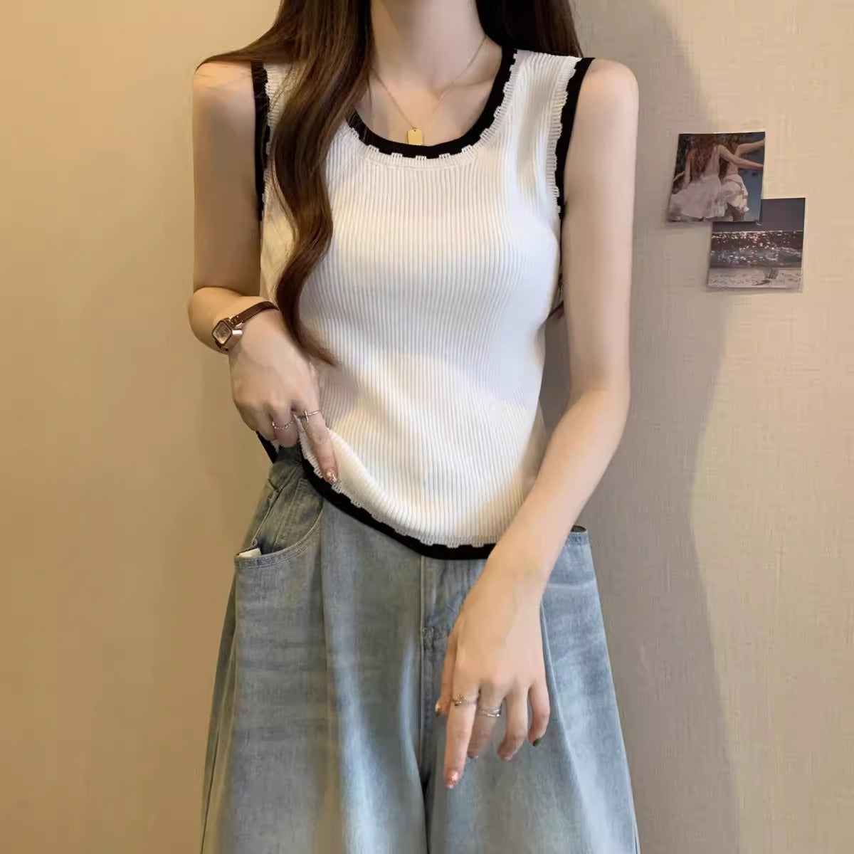【tops】ニットタンクトップF7590