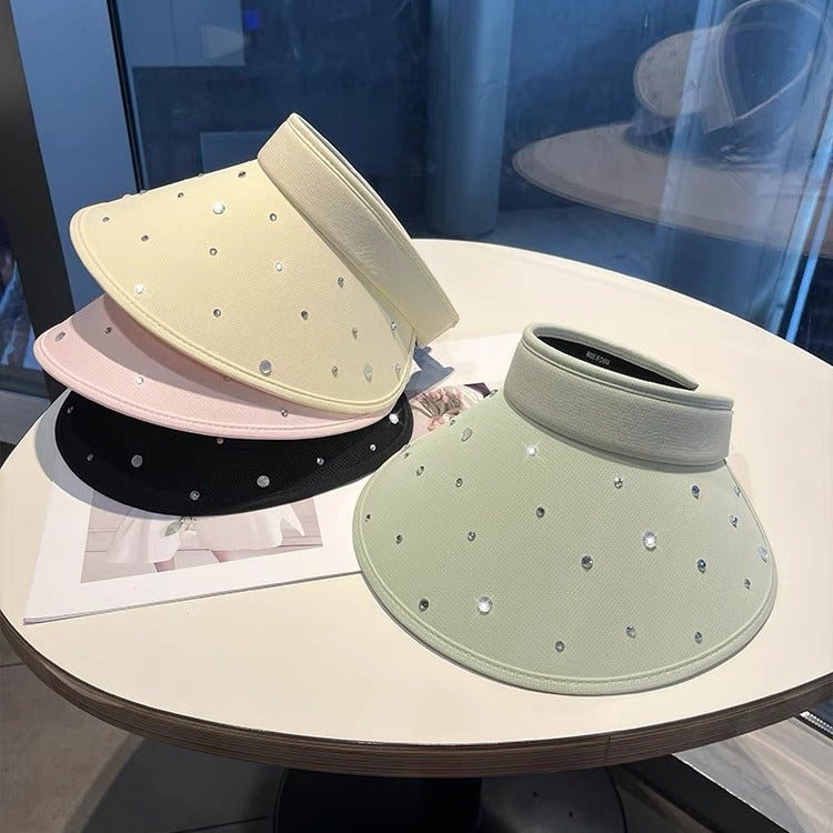 【小物】4色キラキラつば広ハットF7555