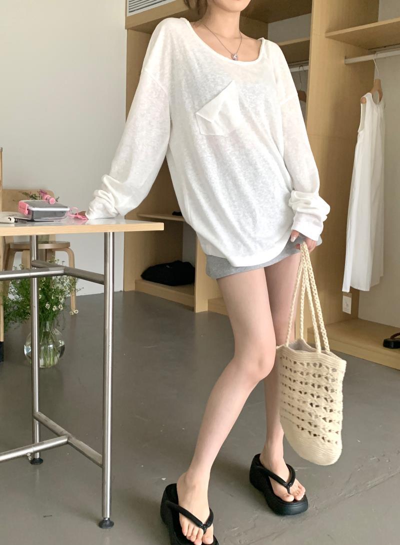 【tops】長袖ゆったりTシャツF7884