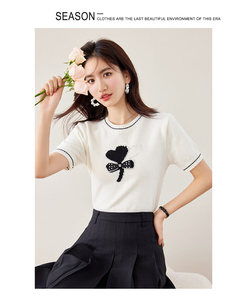 【tops】リボンニットTシャツG21952