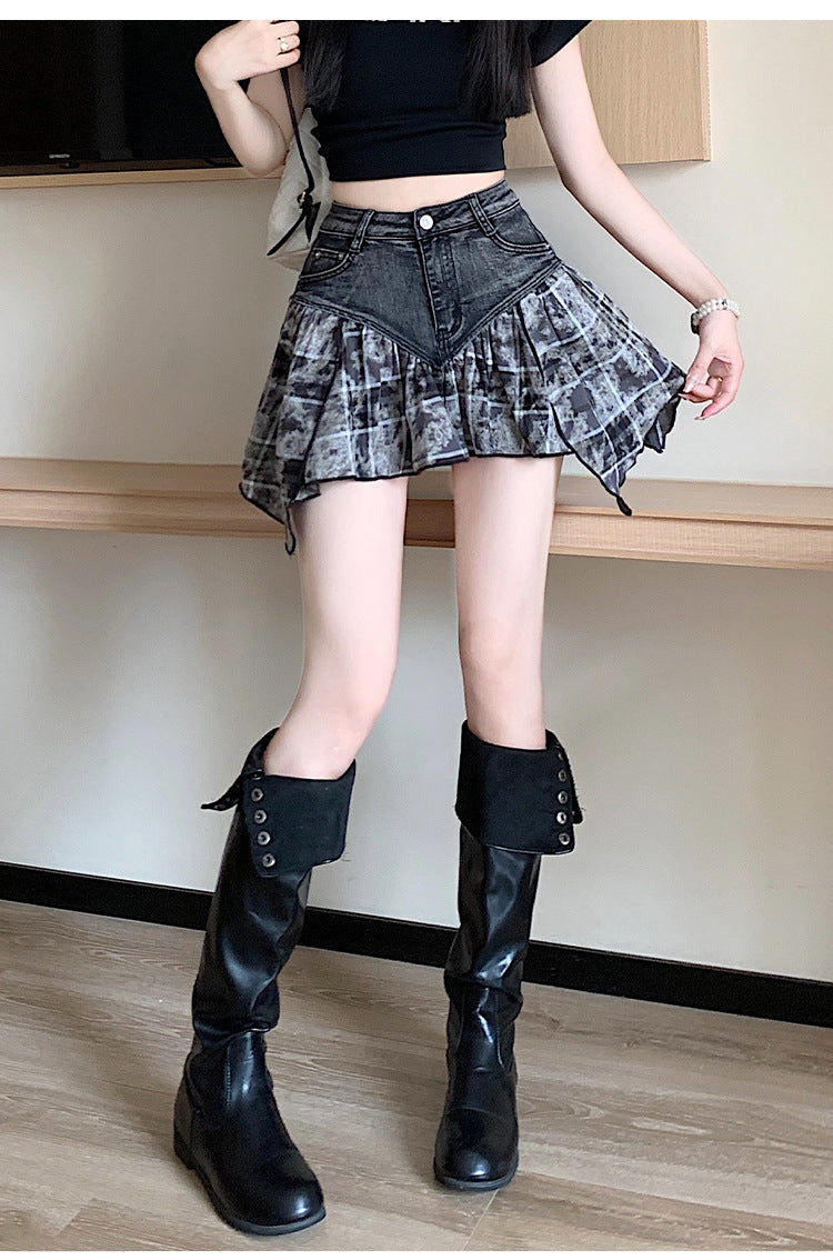 【bottoms】イレギュラー切り替えデニムスカートG22401