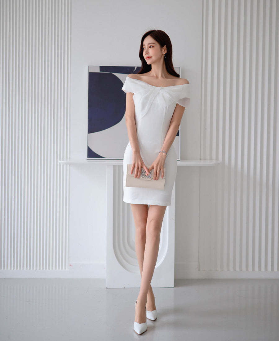 【dress】オフショルダーリボンデートワンピースG21671