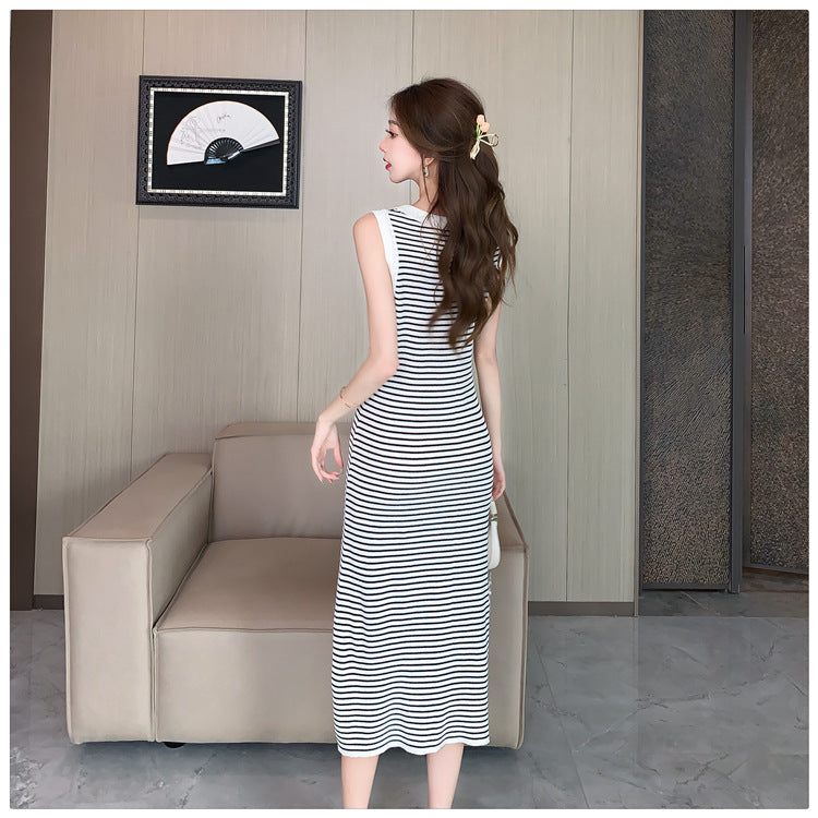 【dress】UネックノースリーブニットワンピースG21835