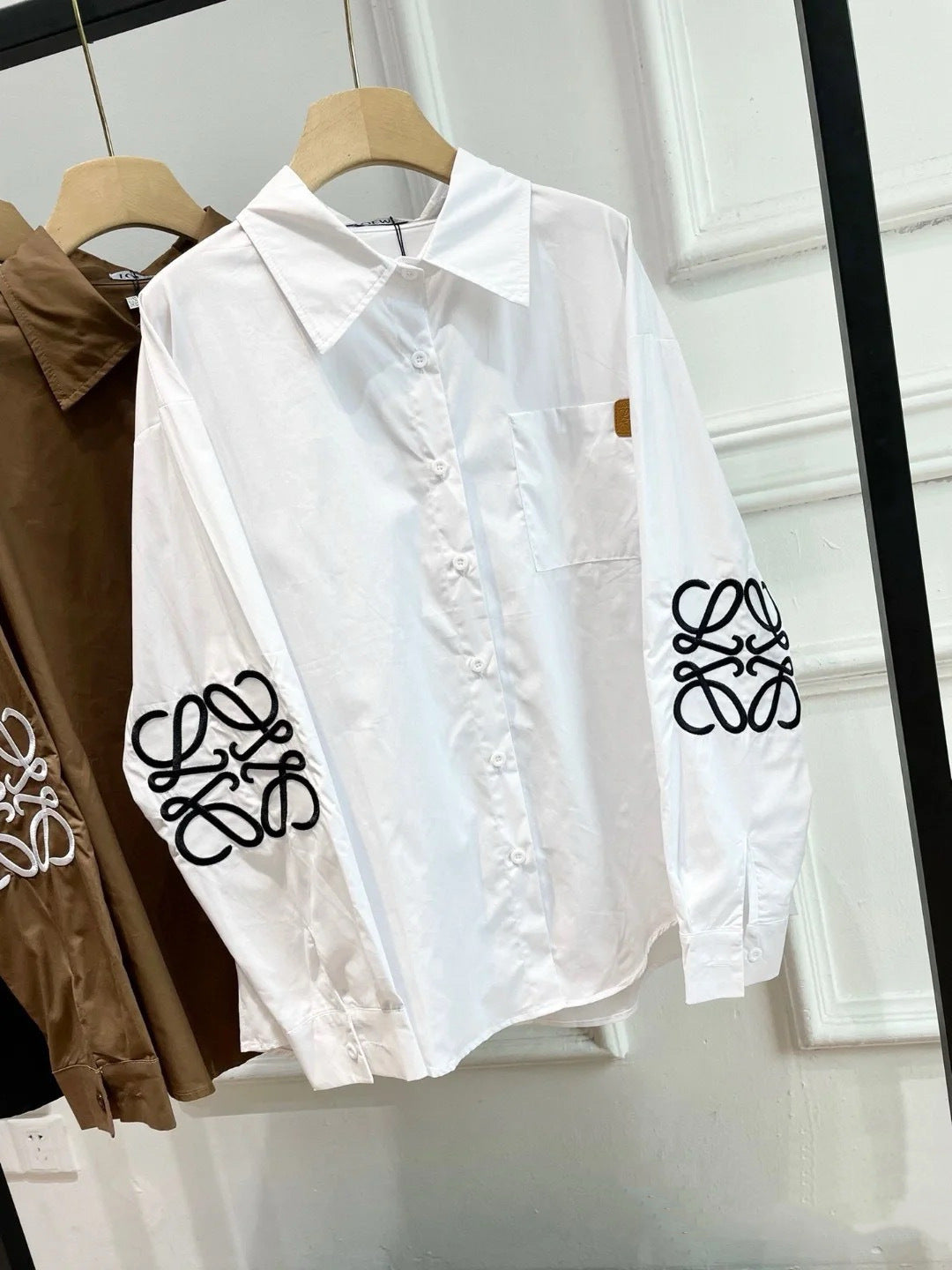 【tops】2色ポロカラー長袖シャツF7887