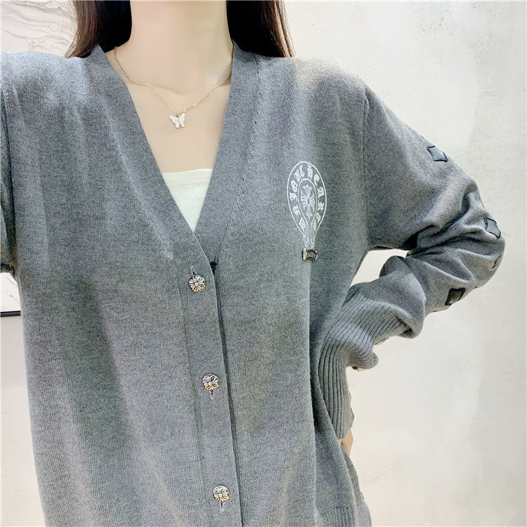 【outer】3色Vネック長袖ニットカーディガンF8244