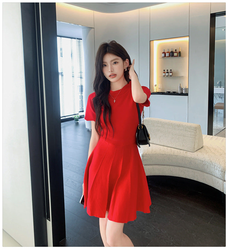 【dress】フランス風AラインニットワンピースG21831