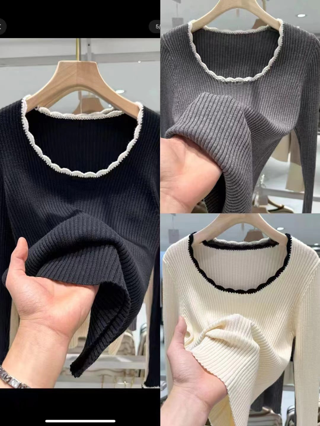 【tops】ラウンドネックニットセーターF8325