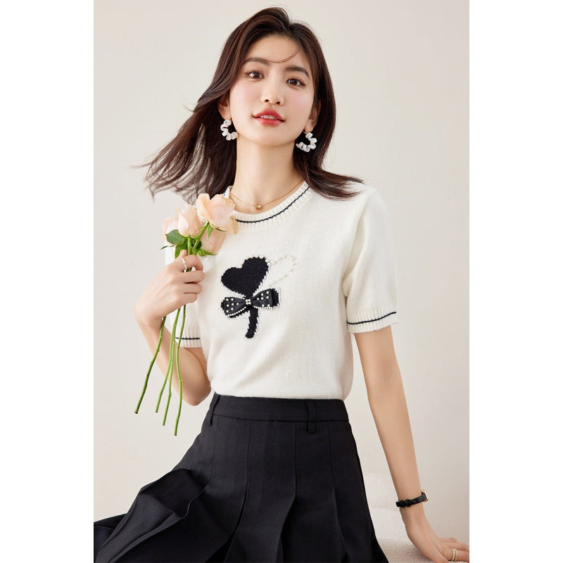 【tops】リボンニットTシャツG21952