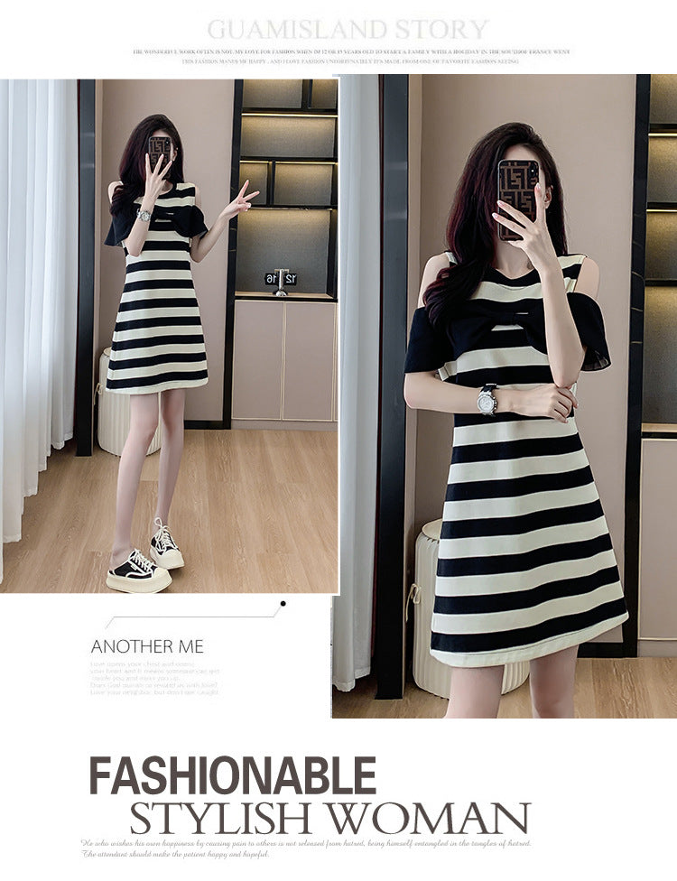 【dress】ストライプ柄デートTシャツワンピースG21718