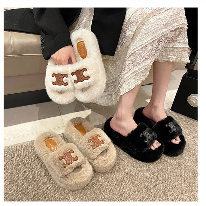 【shoes】3色ファースリッパF8046