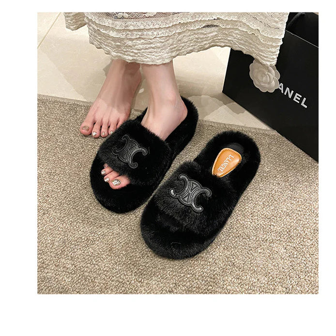 【shoes】3色ファースリッパF8046