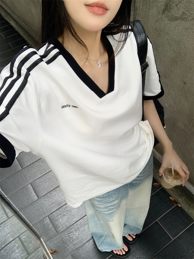 【tops】Vネック半袖TシャツF7881