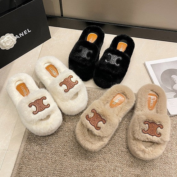 【shoes】3色ファースリッパF8046